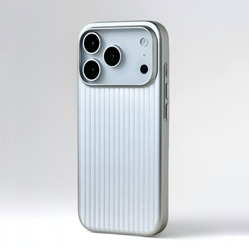 Fashion Plating 3D Luggage Stripes for Magsafe Phone Case for IPhone 17 16 15 14 Pro Max Shockproof Wireless Charge Matte Cover