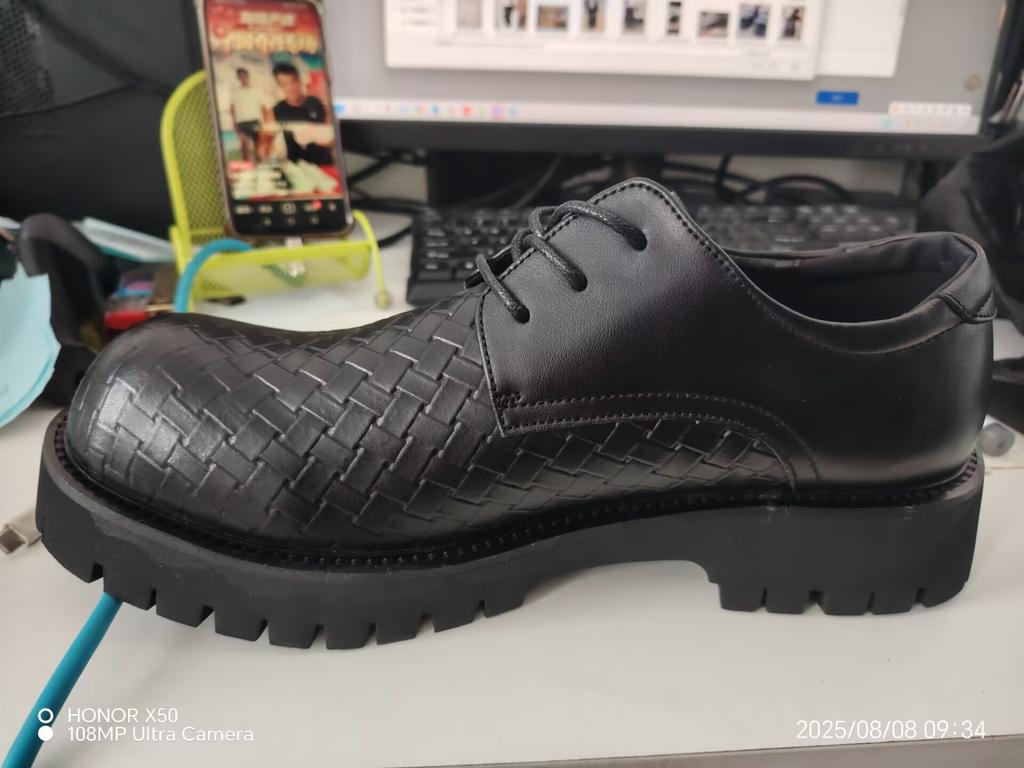 Кожаные мужские туфли с большой головой, новые кожаные туфли с круглым носком на платформе, повседневные, трендовые, деловые, на шнуровке, кроссовки, дерби