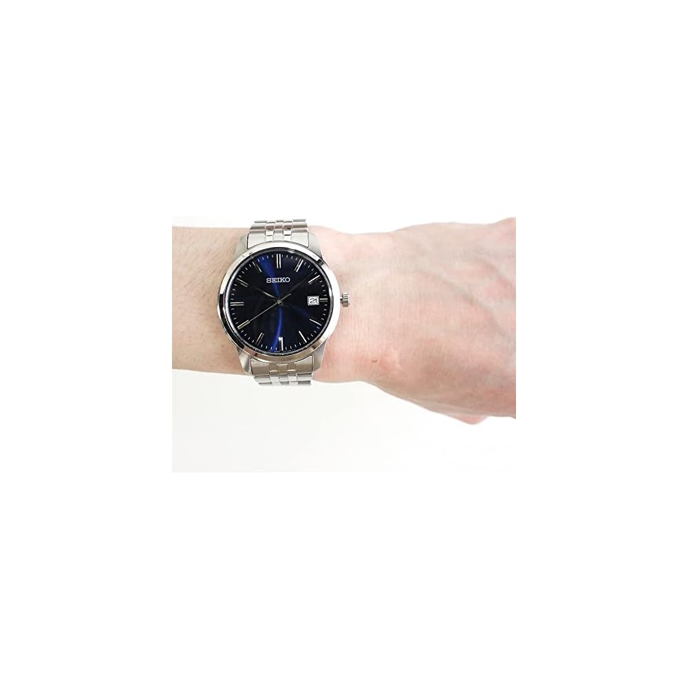 Мужские аналоговые кварцевые часы Seiko из нержавеющей стали, серебристо-синие, SUR399P