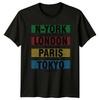 Vintage Stripe World Cities T-Shirt Retro Typography Travel Lover Gift