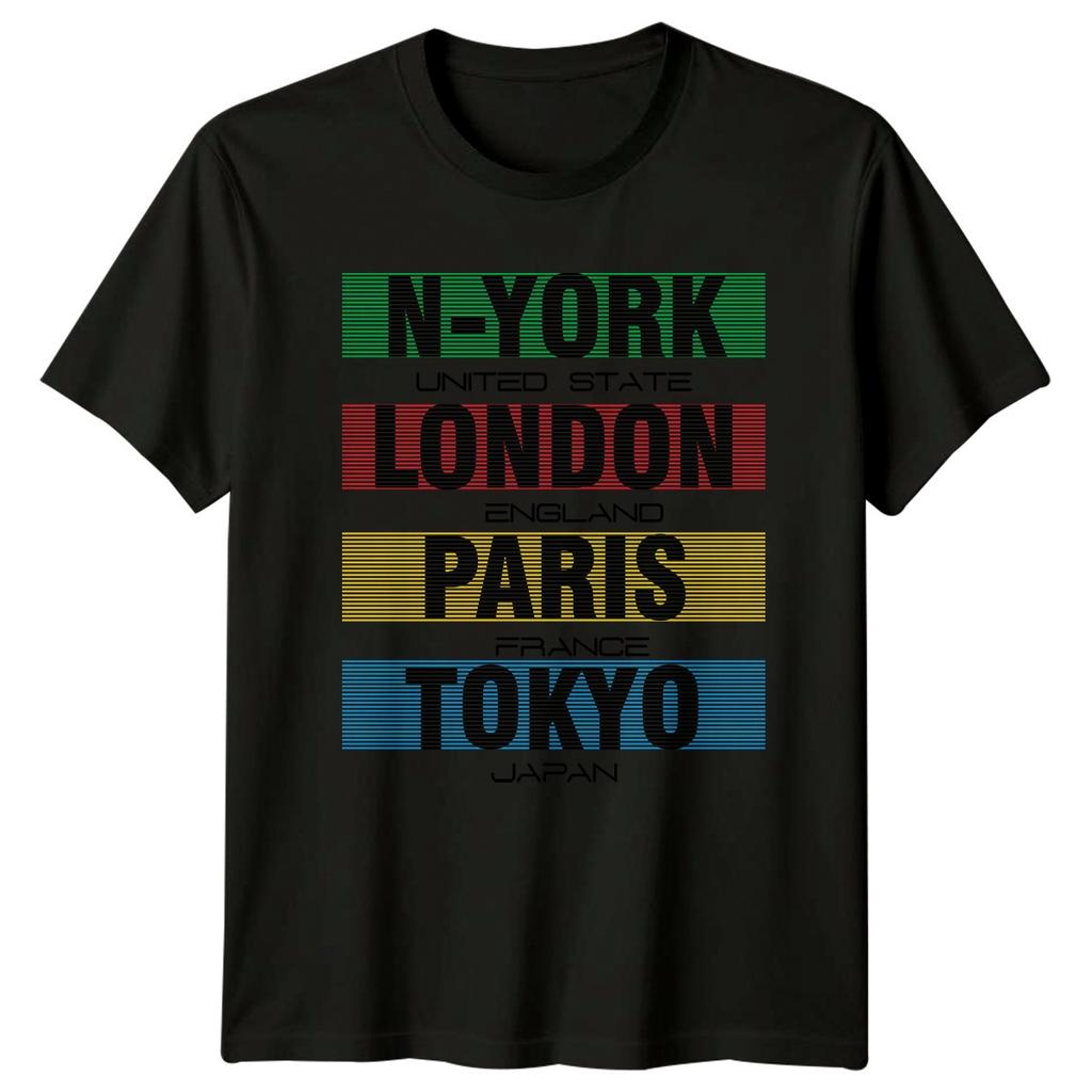 Vintage Stripe World Cities T-Shirt Retro Typography Travel Lover Gift