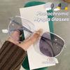 Vintage Photochromic Oversized Frame Myopia Glasses for Women Square Large Frame High Definition Eyewear Anti Blue Light Glasses