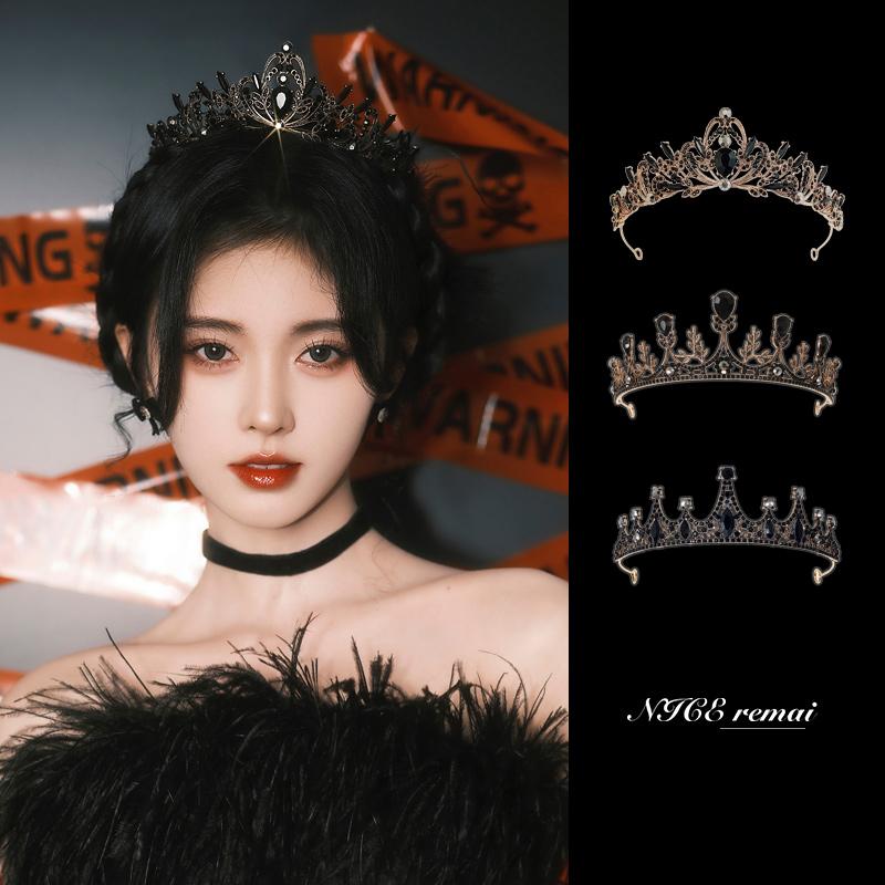 Baroque Birthday Crown Hair Accessory High End Travel Photography Crown Headwear Halloween Bun Hair Band Accessory
