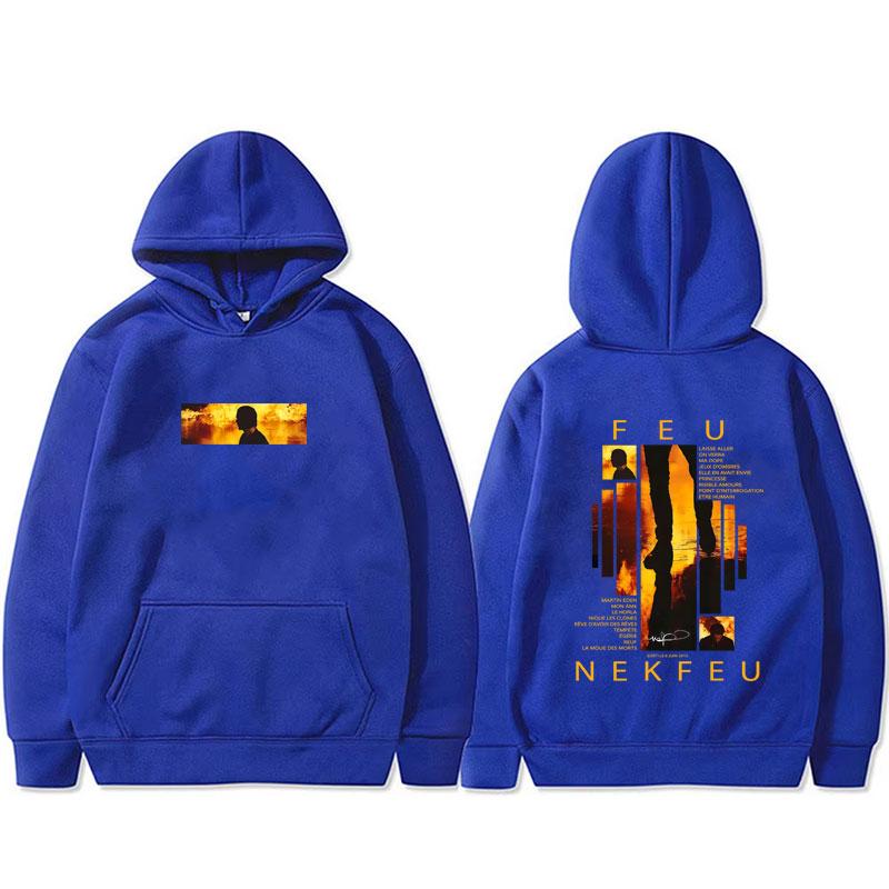 Французский рэпер Nekfeu Feu Графическая толстовка с капюшоном Мужская Женская Мода Поп-музыка Пуловер Мужской Винтажный Флисовая толстовка с капюшоном