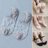 Women's Cotton Mesh Summer Invisible Boat Socks Polka Dot Transparent Ankle Socks