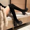 European and American Fashion Super Long Knee Boots Women's Bag Thigh Thin Thick-soled Muffin Long Boots High Heel High Tube Elastic Thin Boots
