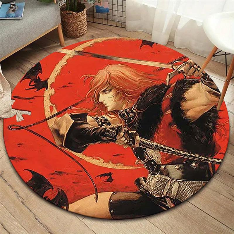 Ковер Castlevania Nocturne Круглый, Ковер для Гостиной Спальни Дивана Игровой Комнаты, Нескользящий Коврик для Пола