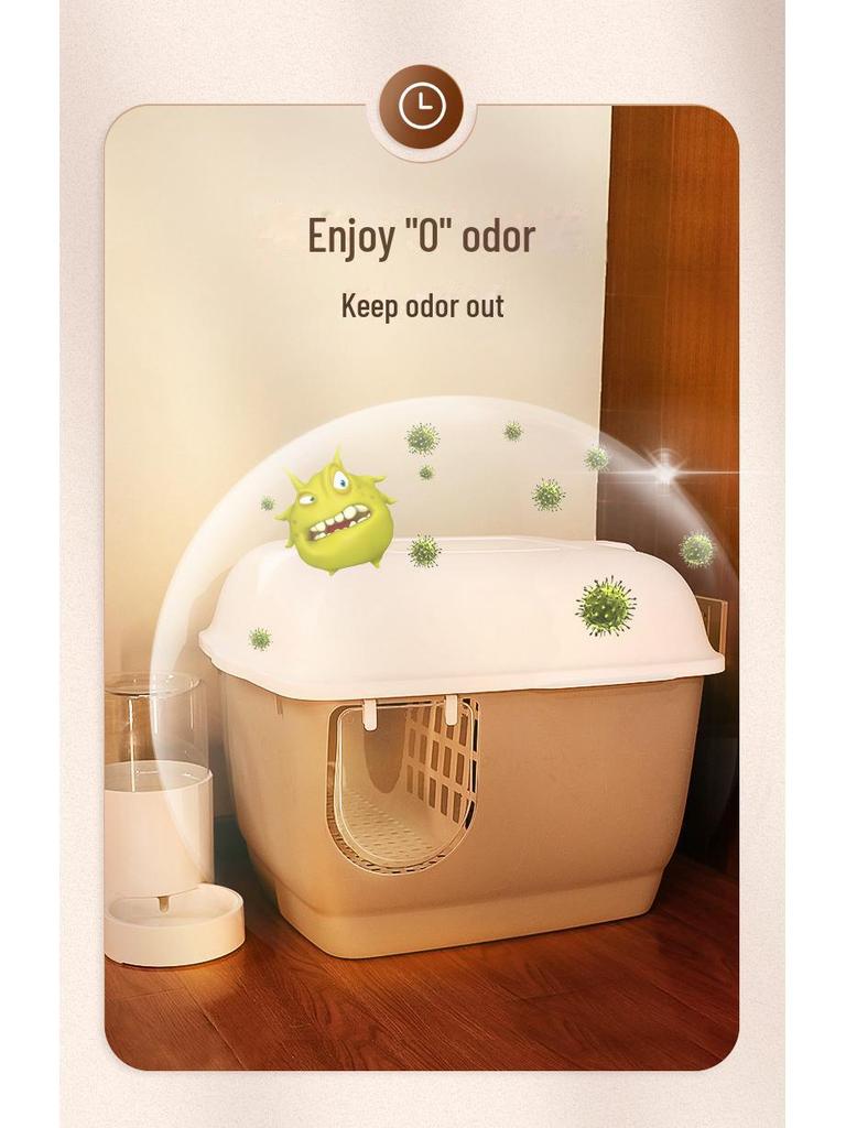 Полностью закрытый туалет для кошек в коридорном стиле: Большой, с длинным каналом, устойчивый к песку и запахам, для котят и крупных кошек