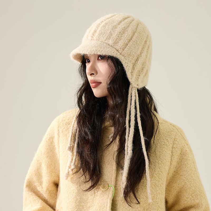 Knitted Hat Women's Duck Tongue Wool Hat Ear Bag Thick Flying Hat