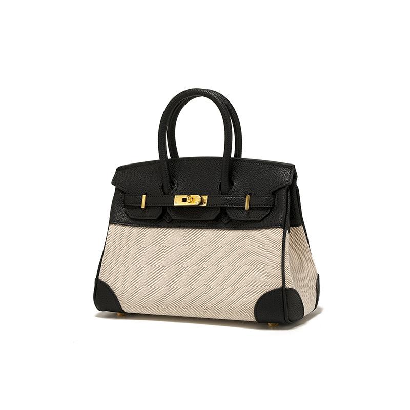 Autumn women's foreskin with canvas contrasting platinum bag, portable shoulder oblique span bag