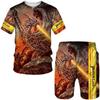 Летние мужские футболки и шорты с рисунком «Повелитель драконов», комплект из 2 предметов, повседневные комплекты с шортами, 3D-принт, крутая мужская одежда, спортивный костюм с круглым вырезом
