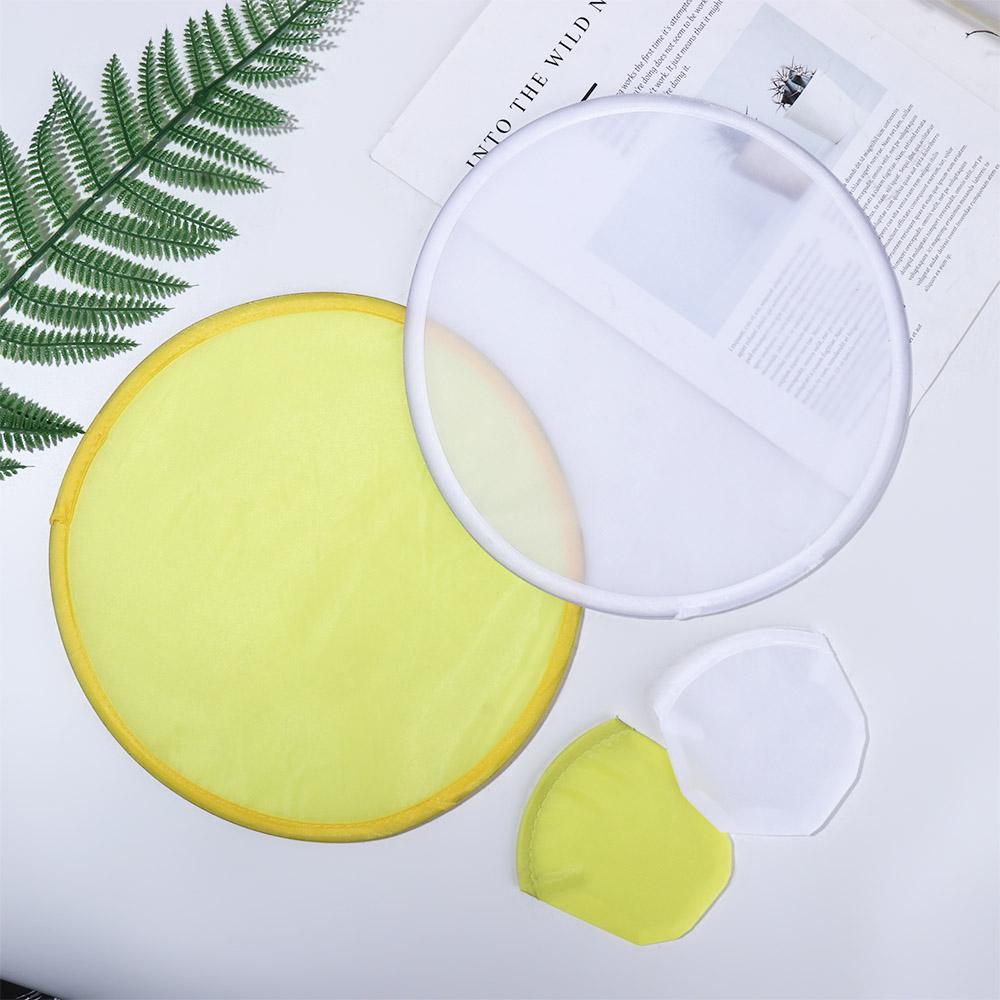 Collapsible Solid Color Summer with Pocket Round Circular Fan Folding Fans Child Toy for Outdoor