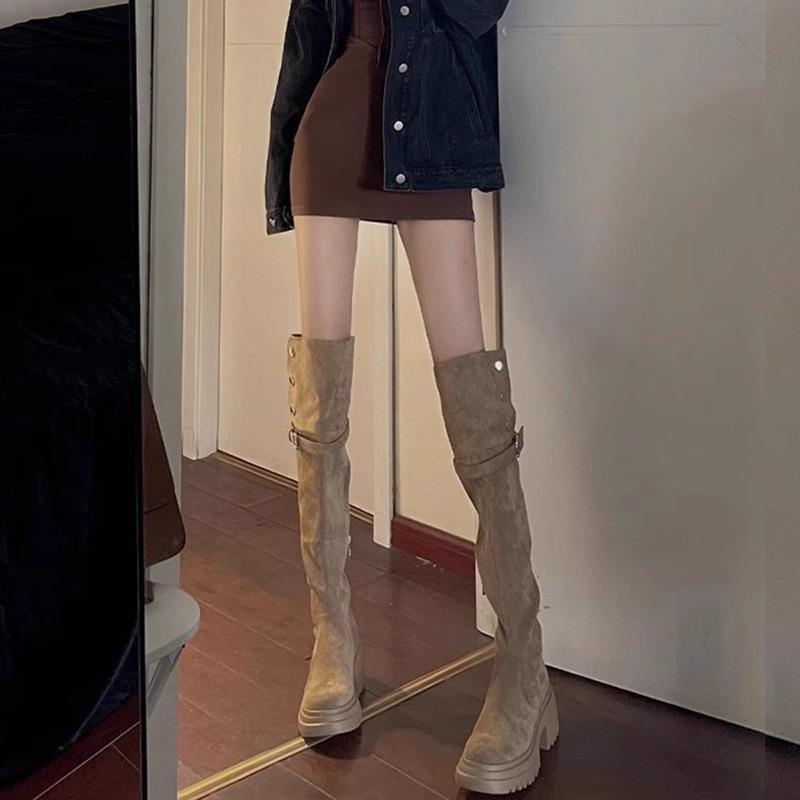 Women's Brown Over-the-Knee High-Heeled Boots: Versatile Slimming Knight Style for Autumn/Winter 2025