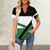 Women's Short Sleeve Casual V-neck Chest Pleated Printed Loose T-shirt Top