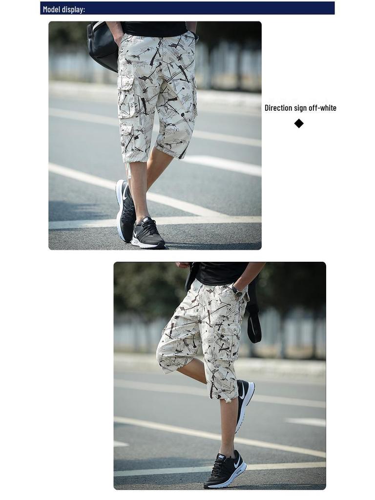 Мужские летние повседневные свободные камуфляжные рабочие шорты с несколькими карманами