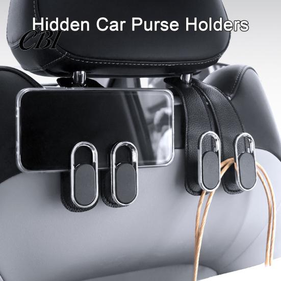 Rear Seat Storage Solutions Universal Car Hook Hanger, Faux Leather Back Durable Hooks Foldable Interior Organizer for Hanging Groceries And Handbags