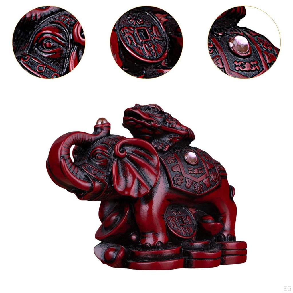 Animal Sculpture In The Shape of A Frog On An Elephant, Table Centerpiece for Indoor Use