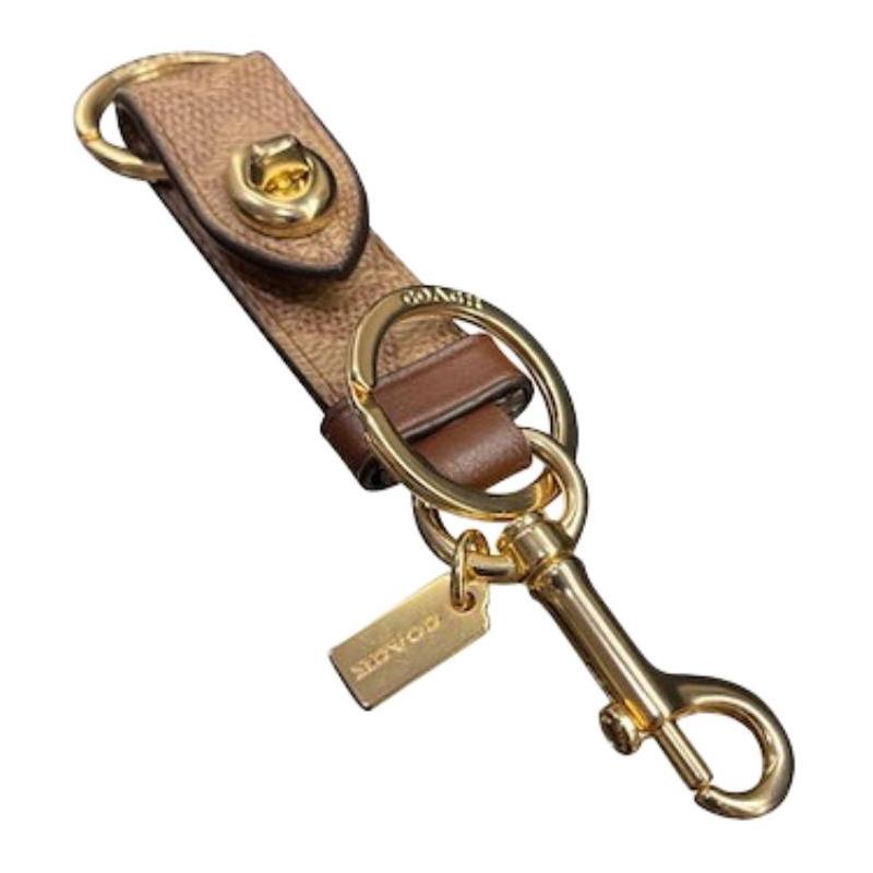 Coach Брелок-подвеска Trigger ogo Snap Покрытие из холста Брелок-сумка Периферия Мини Женский Золотой и бежевый Золотой и бежевый