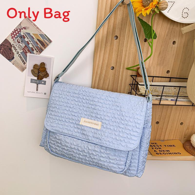 Style Student Shoulder Bag With Wrinkled Cloud Pattern And Large Crossbody Design For School