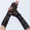 Sexy Black Long Rhinestone Decorate Arm Sleeves Spicy Girl Fingerless Elbow Elastic Gloves For Driving Cycling Party Nightclub