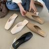 Baotou Large Women Half Slippers Summer Women Flat Sandals Square Head Muller Shoes
