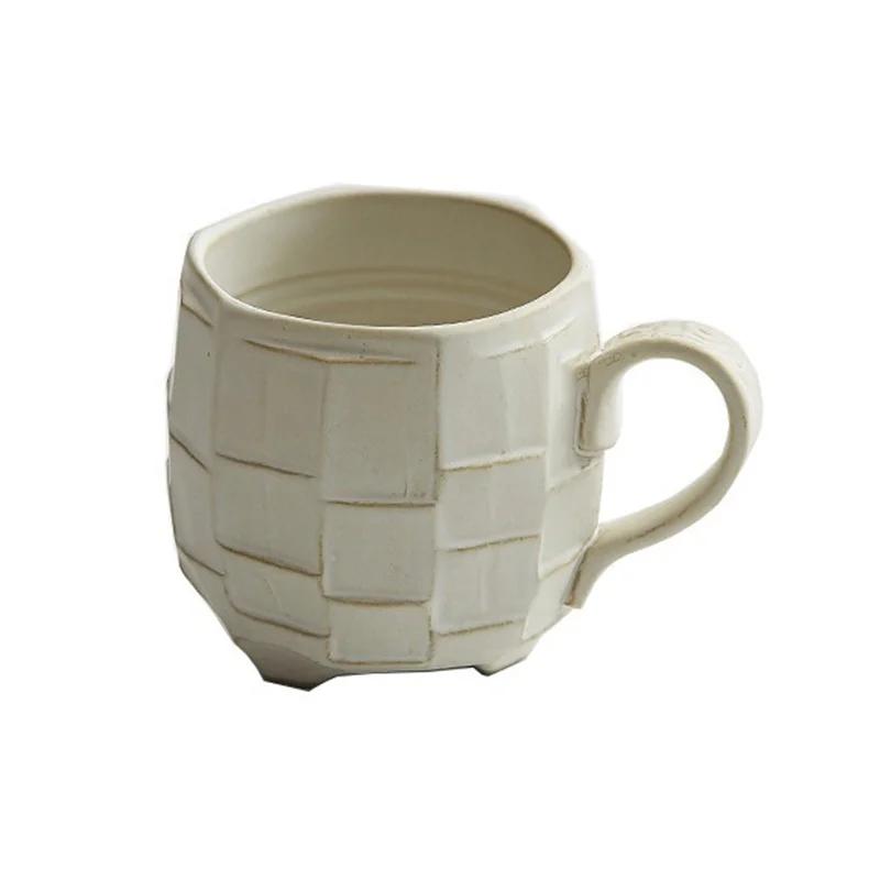 Japanese Style Ceramic Mugs 420ml Green/White Retro Rough Pottery Coffee Cup Office Household Breakfast Milk Juice Teacups Water