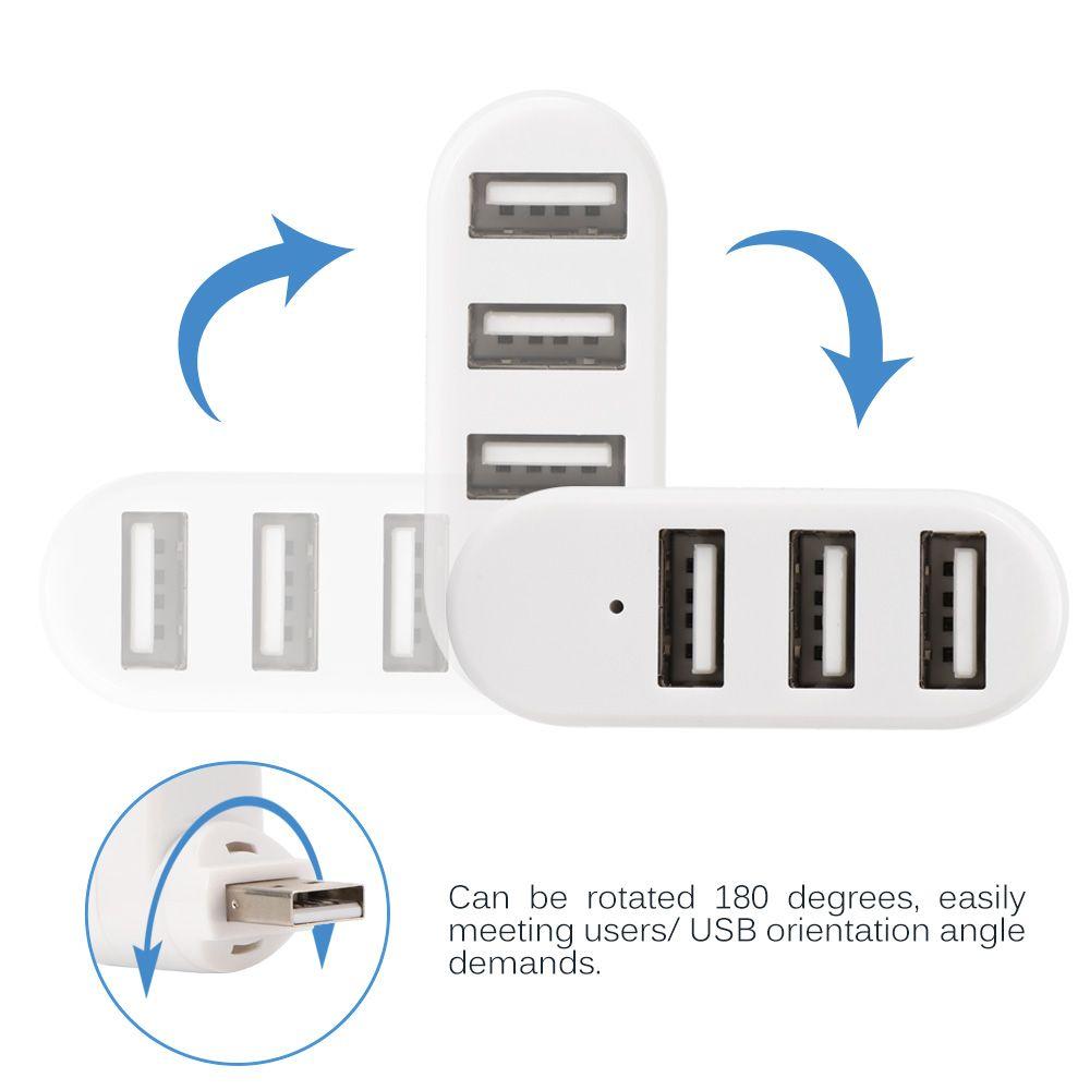 New Rotatable High Speed Mini 3 Ports Splitter Box Adapter USB 3.0 Hub
