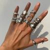Simple Wide Face Geometric Chunky Ring Set for Women Men Irregularcross Hollow Open Rings Vacation Party Jewelry Charm Gold Silver Color
