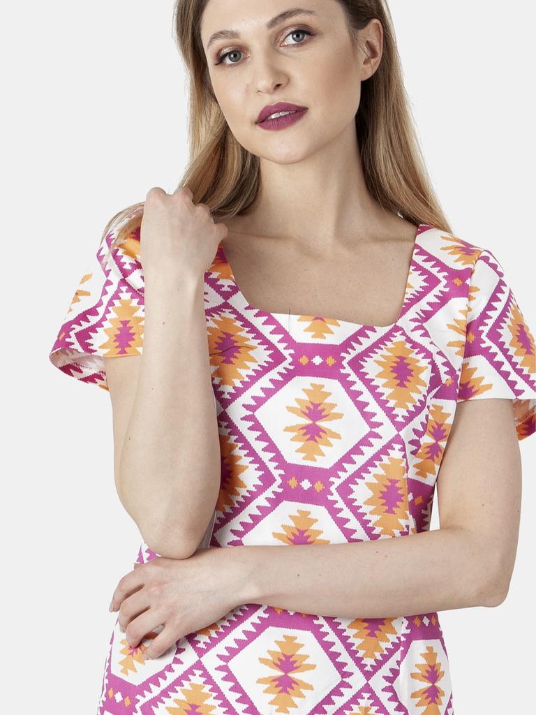 WOMEN' PENCIL DRESS WITH SHORT SLEEVES