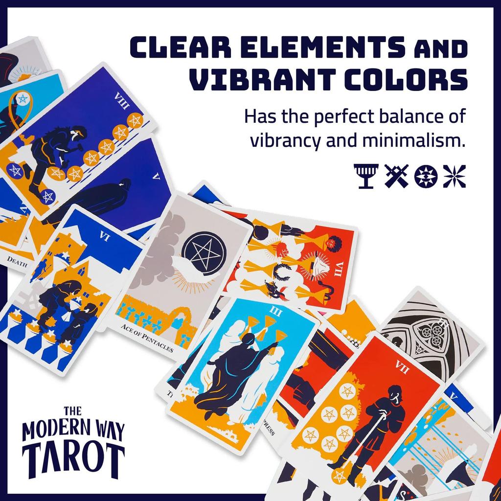 Modern Tarot Card Deck with 194-Page Guidebook and 78 Rider-Waite Tarot Cards, Perfect for Beginners and Experts - Modern Waite Tarot