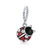 WOSTU 925 Sterling Silver Red Ladybug Charm Lucky Colver Beads Bee Pendant For Original Bracelet DIY Necklace Women Jewelry Make