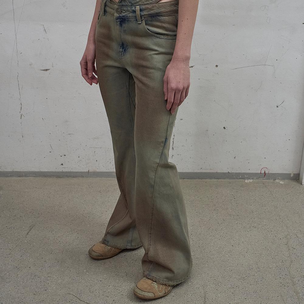 LCDC™ Cut-Out Waist Washed Denim (Sand Gray)