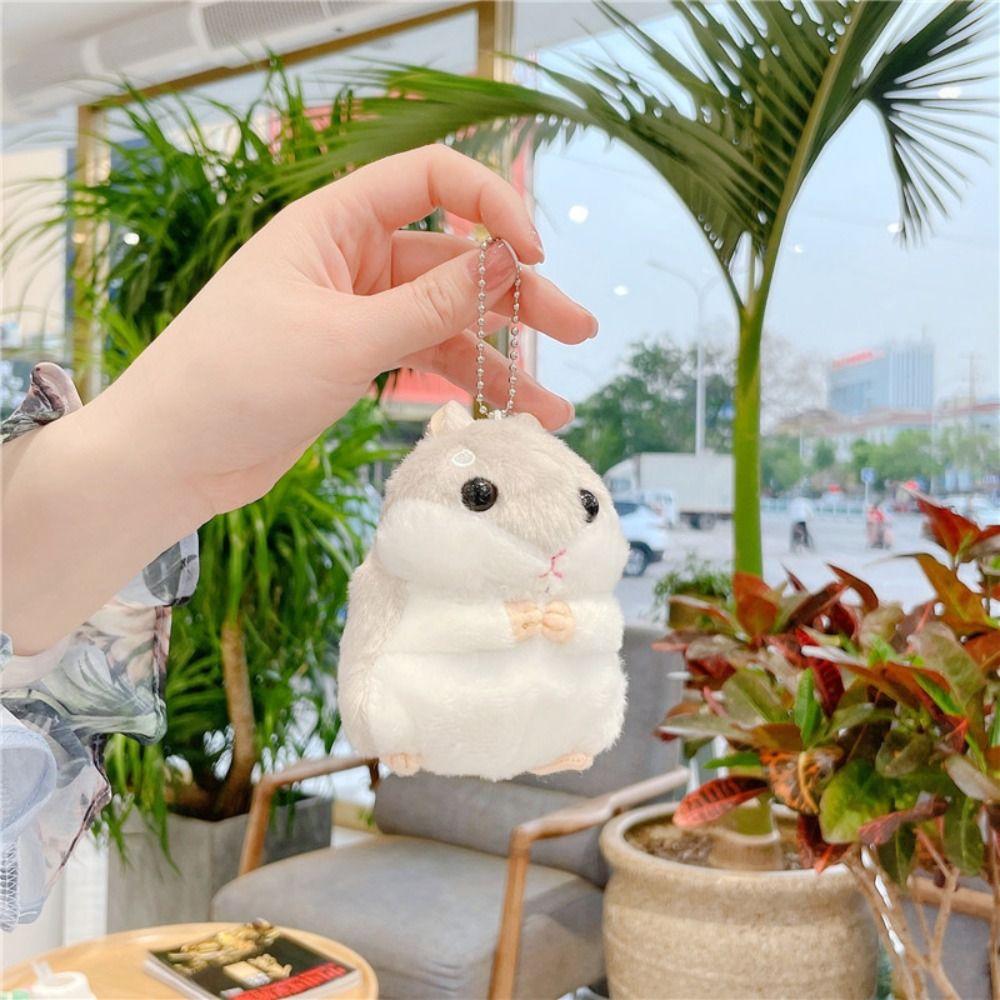 Cute Hamster Doll Keychain Cartoon School Bag Keychain Creative Plush Key Ring Men Women