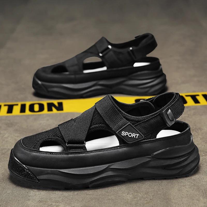Fashion 2025 NEW Height Platform Street Male Shoes Non-slip Thick Soled Sports Slides Light Outdoor Hiking Shoes Summer Men's Sandals