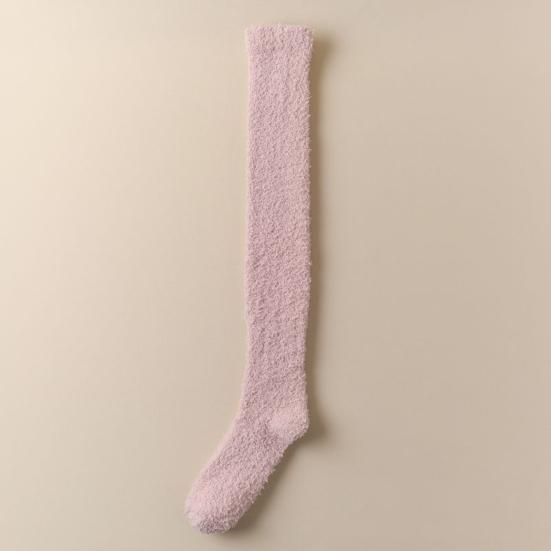 1 пара женских зимних носков, плюшевые гольфы выше колена, нескользящие, коралловый флис, однотонные, теплые, утолщенные, чулки, теплые носки для разных случаев