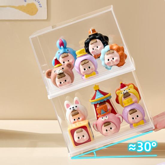 Стойка-витрина для хранения Мини-органайзер для статуэток Прозрачный дизайн Пыленепроницаемый Штабелируемый Витринный шкаф Коробка для хранения