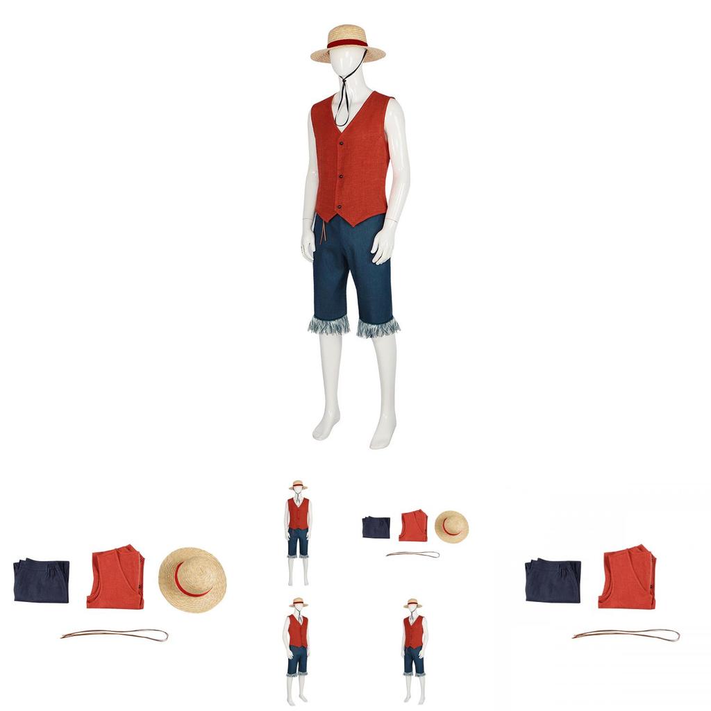 Аутентичный костюм Луффи из One Piece, наряд короля пиратов для косплея на Хэллоуин