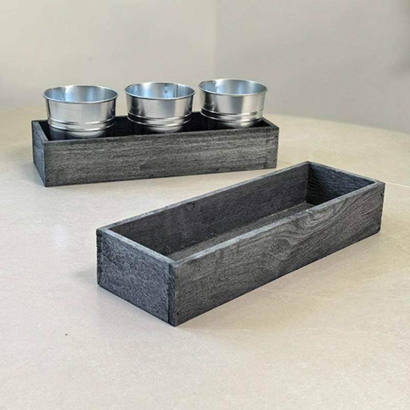 Handmade Trough Succulent Planter Craft Ornament for Desktop Landscaping Desktop Trough Decorations Planter Landscaping