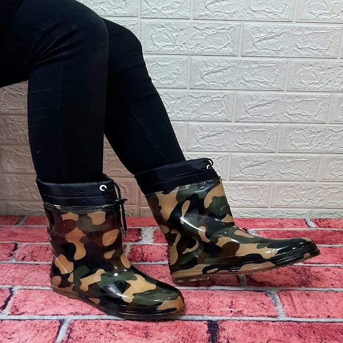 Cagri Зелено-коричневые шерстяные камуфляжные зимние непромокаемые сапоги