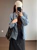 Blue Plaid Heart Embroidered Thick Cotton Long Sleeve Shirt - New Winter Arrival