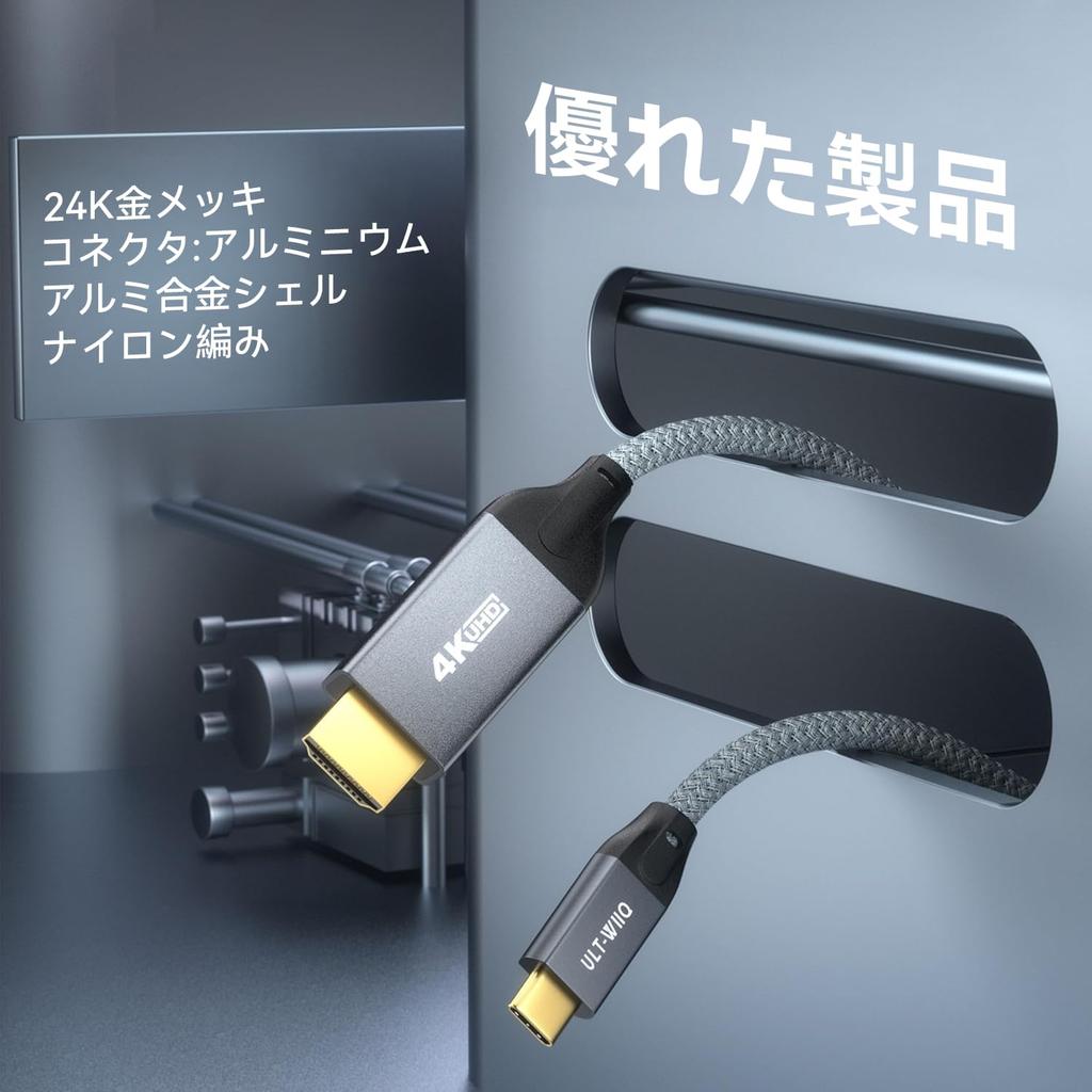 Кабель-переходник USB Type C HDMI, 2 м, однонаправленный кабель связи Type C - HDMI, совместимый с HDMI HDR HDCP, с нейлоновой оплеткой, сверхпрочный