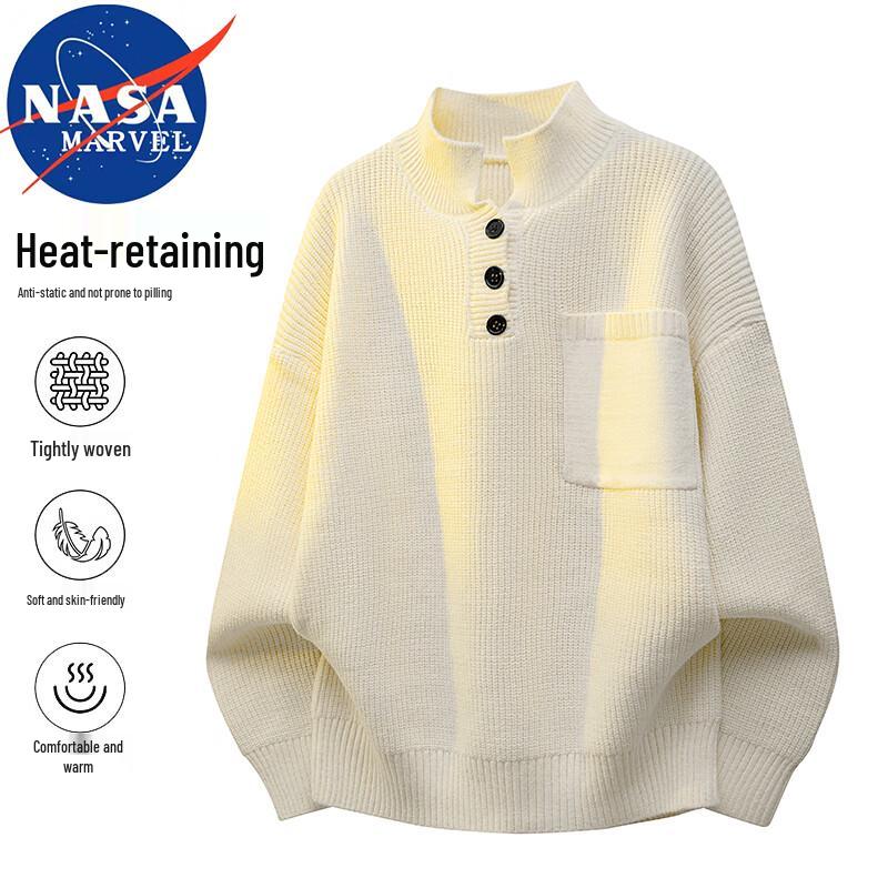 NASA MARVEL Men's Stand-Up Collar Knit Sweater