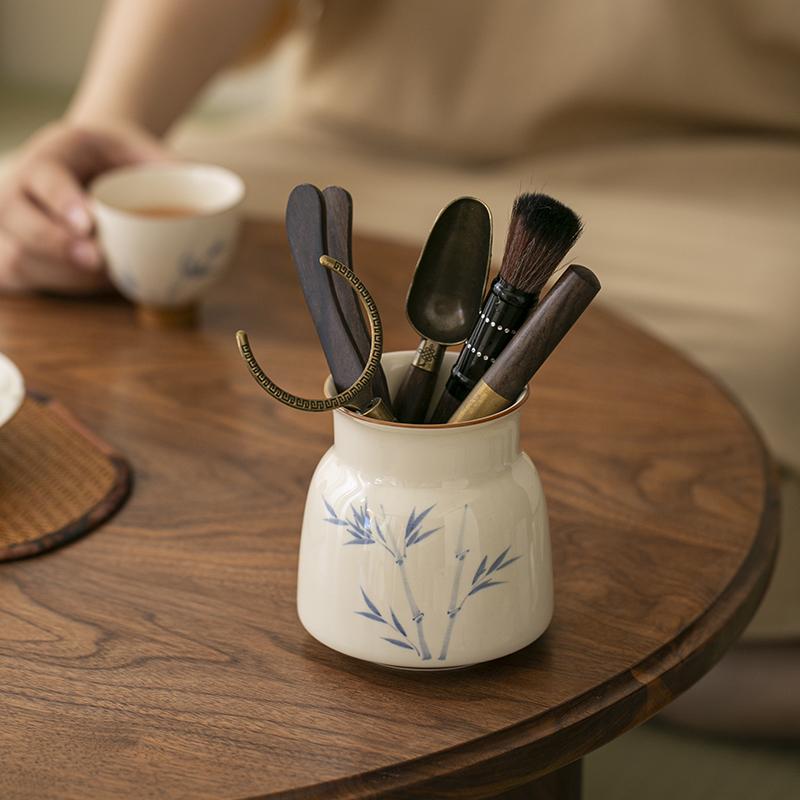 Нарисованный вручную бамбуковый чайный сервиз «Хурма» для чайной церемонии Six Gentlemen Zen Kung Fu Чайный нож Чайная игла Chaze Чайный набор инструментов Чайная утварь Посуда