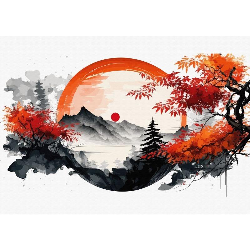 Китайский Пейзаж Птицы Лес Гора Река Карп Кои Рыба Тушь Искусство Постер Холст Живопись Настенное Искусство Принты Картина Домашний Декор