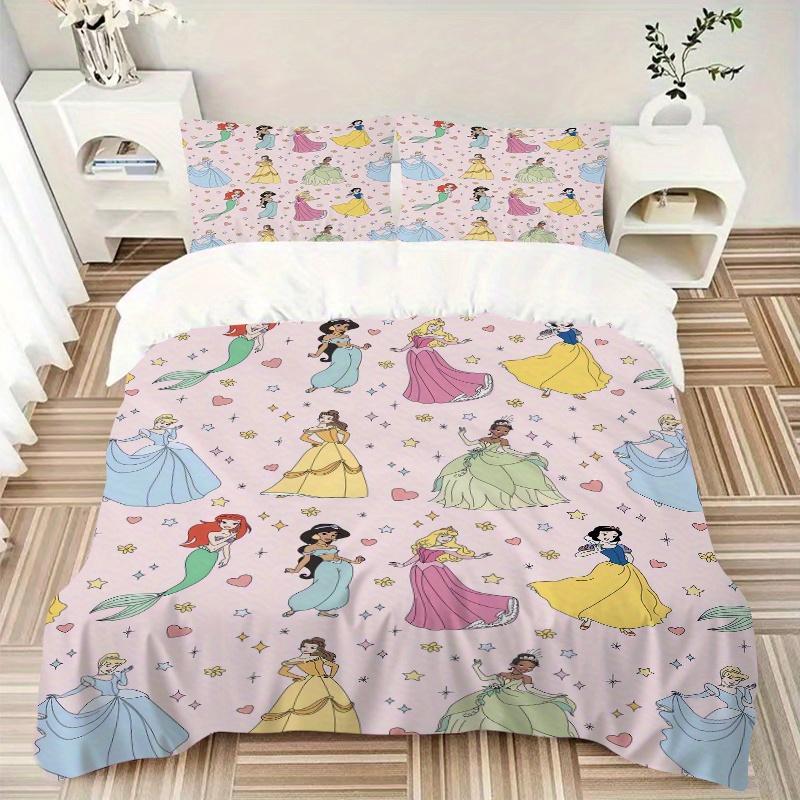 3pcs Disney Princesses Pattern Printed Quilt Set - Soft and Comfortable Quilt Cover for Bedroom, Guest Room and Dormitory Decorative Bedding Set