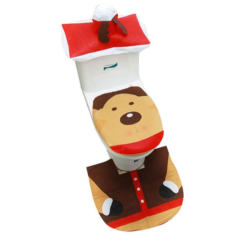 Полиэстеровый чехол для унитаза DIY набор чехлов для унитаза новый коврик для ванной комнаты Рождество