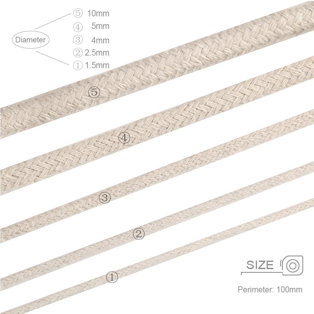 Плетеная белая хлопковая веревка толщиной от 2 мм до 10 мм - шнурок-завязка из натурального белого бежевого сердечника