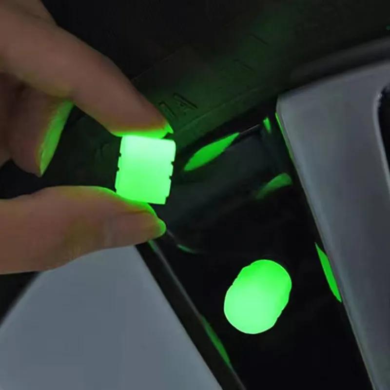 4 шт. Автомобильные светящиеся колпачки для вентилей шин, флуоресцентные ночные светящиеся колпачки для вентилей колес мотоциклов, велосипедов, колес, шин, декор