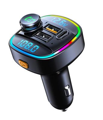 C22 Автомобильный MP3-плеер с двойным дисплеем, Bluetooth, с обнаружением напряжения, быстрой зарядкой USB и FM-трансмиттером