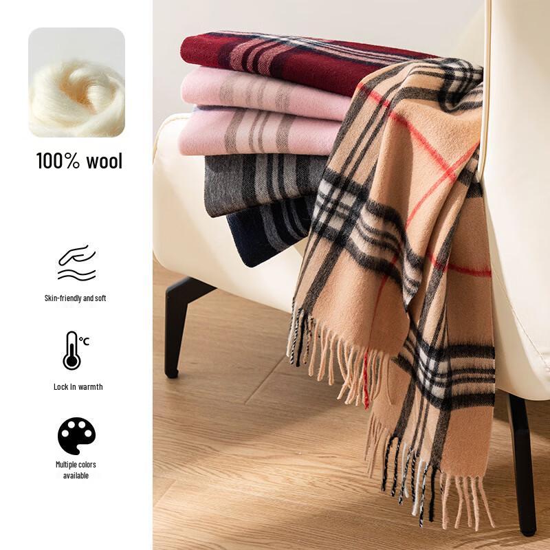 Premium British Plaid 100% Wool Scarf & Shawl